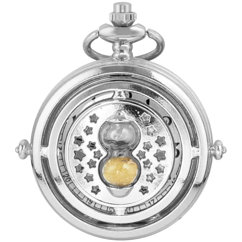 جديد الفضة الذهب خمر الساعة الرملية ستار ساعة الجيب قلادة سترة سلسلة كوارتز ساعة الأطفال الرجال النساء هدية رائعة