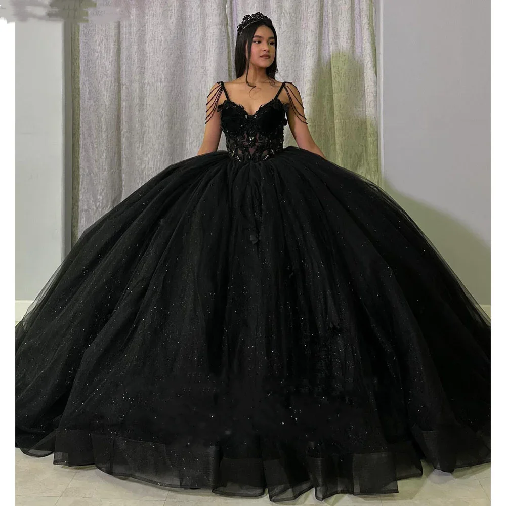 

Angelsbridep Glitter Tulle Black Ball Gown Quinceanera Dresses 202 Sweetheart Beading Sweet 16 Dress Birthday Evening Party