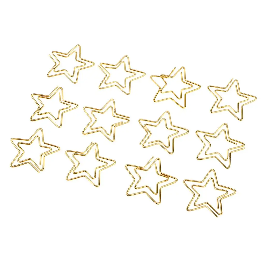 12pcs Metal Star Paper Clips Office Home School Files Photo Clips Bookmarks