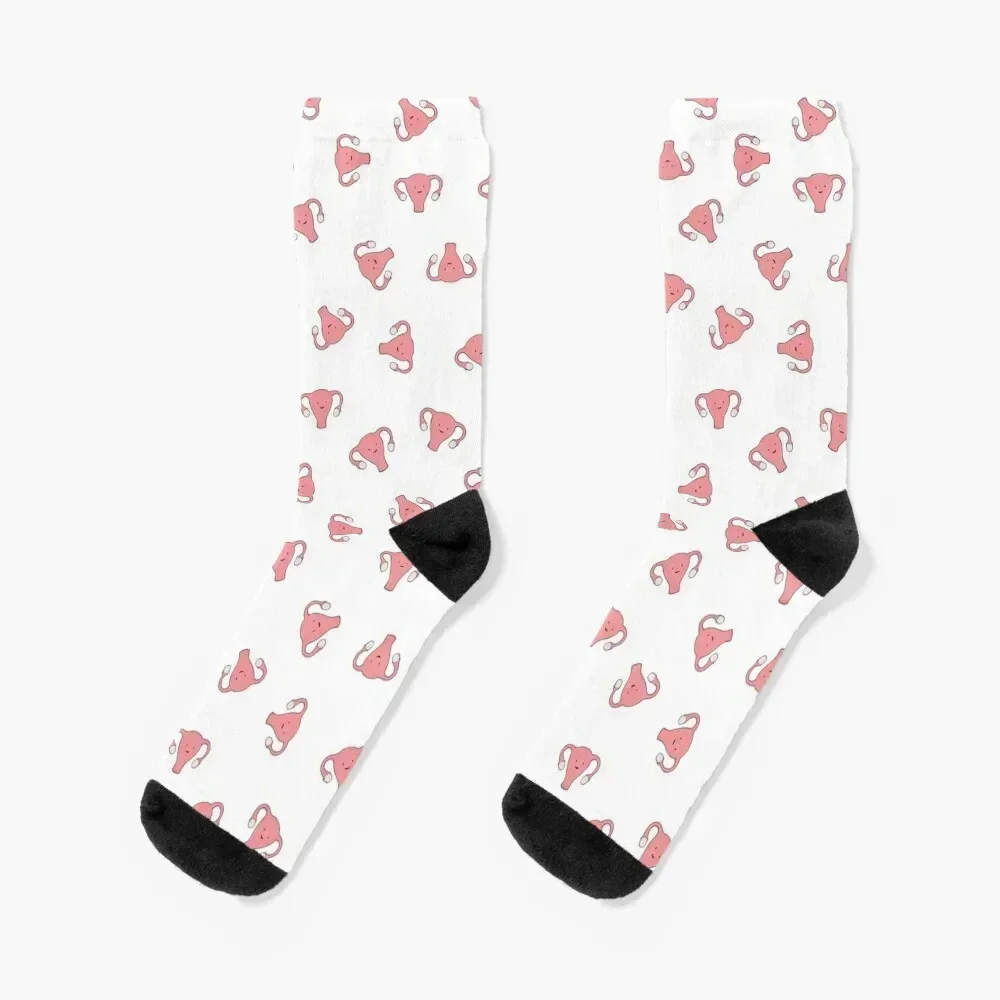 

Crazy Happy Uterus in White, small repeat Socks Christmas custom sports Ladies Socks Men's