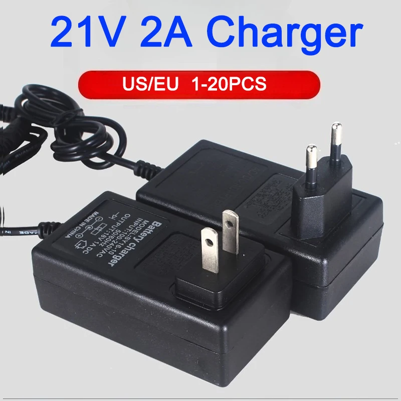 21V 2A Universal Charger DC Power Adapter Lithium Battery Charger Wrench Drill Charger 5.5mm*2.1mm 2.5mm Input EU US Plug