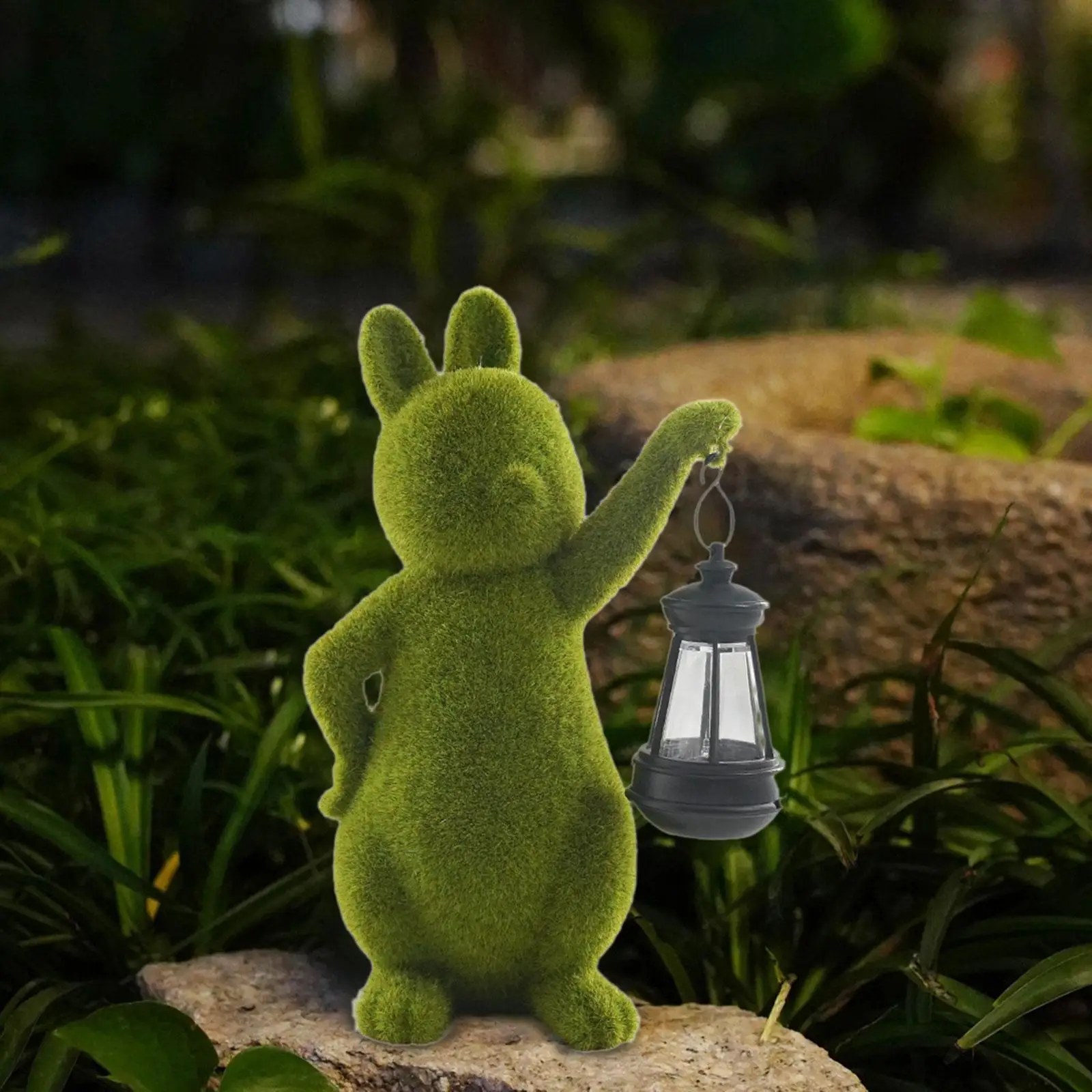 

Статуя садового кролика с солнечными фонарями, скульптура животного для газона, дорожки, двора