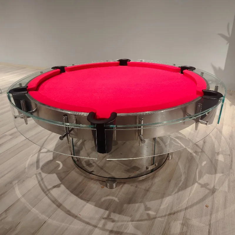 Airo High Quality Custom Standard Luxury Modern Design 1.6m 1.8m 2m Round Crysta Glass Pool Billiard Table