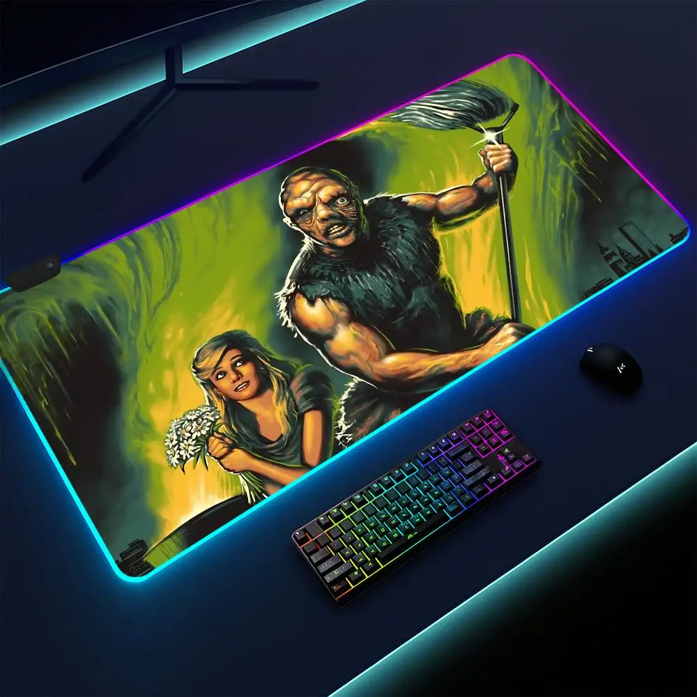 

Коврик для мыши Super The Toxic Avenger, игровой коврик, с подсветкой светодиодами, нескользящая основа, водонепроницаемый, большой настольный коврик, мягкая поверхность