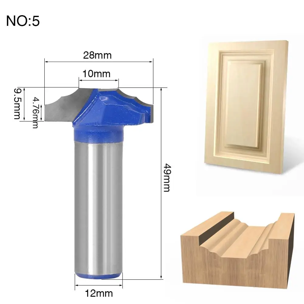 1PC 12MM Shank Milling Cutter Wood Carving Woodworking Door Frame Router Bits Wood Carbide Lassical Door Cabinet Bits Engraving