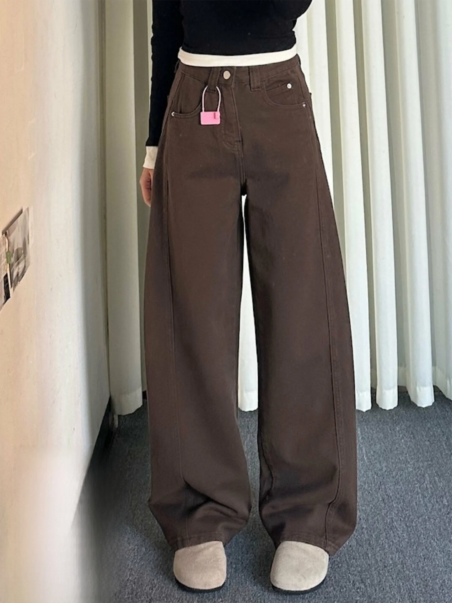 

Slimming Effect American Style Wide Leg Jeans Thin Material Spring Summer New Arrival for plus Size Women High Waist Straight...