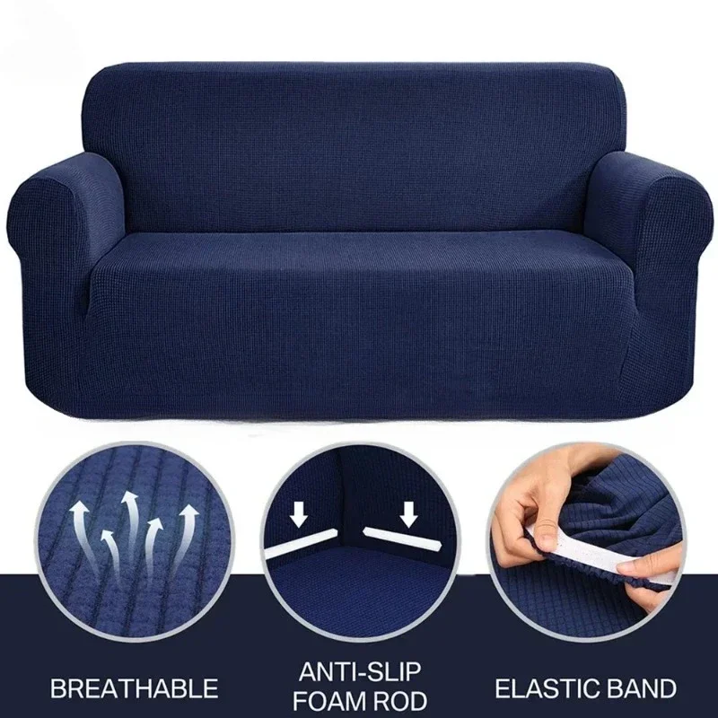 Corn Velvet Stretch Full Wrap Sofa Cover 1/2/3/4Seater Elastic Machine Washable Slipcover Non-Slip Couch Protector Universal Fit