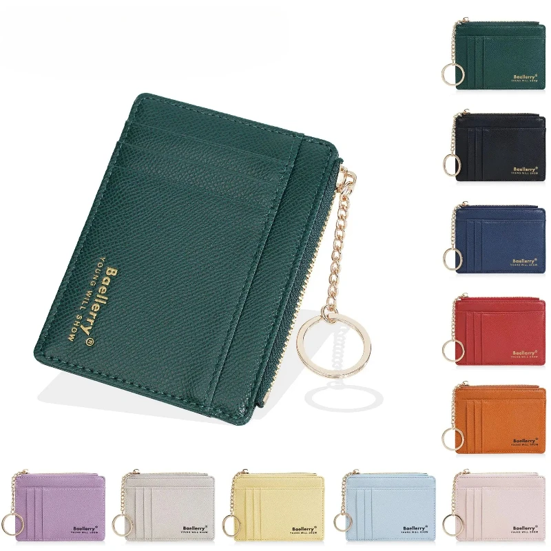 새로운 여성의 작은 카드 가방 얇은 멀티 슬롯 카드 커버 문서 가방 고품질 학생 지퍼 지갑