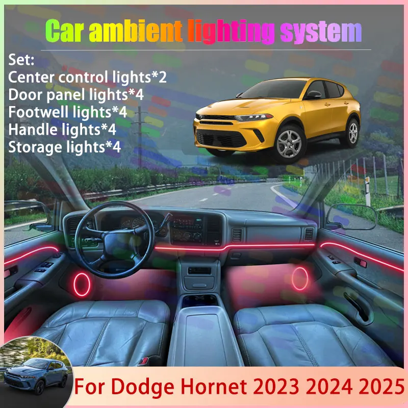 

For Dodge Hornet 2023 2024 2025 Alfa Romeo Tonale 2/18 in 1 Car Atmosphere Light Lamp RGB Shade Ensemble Streamer Atmosphere Set