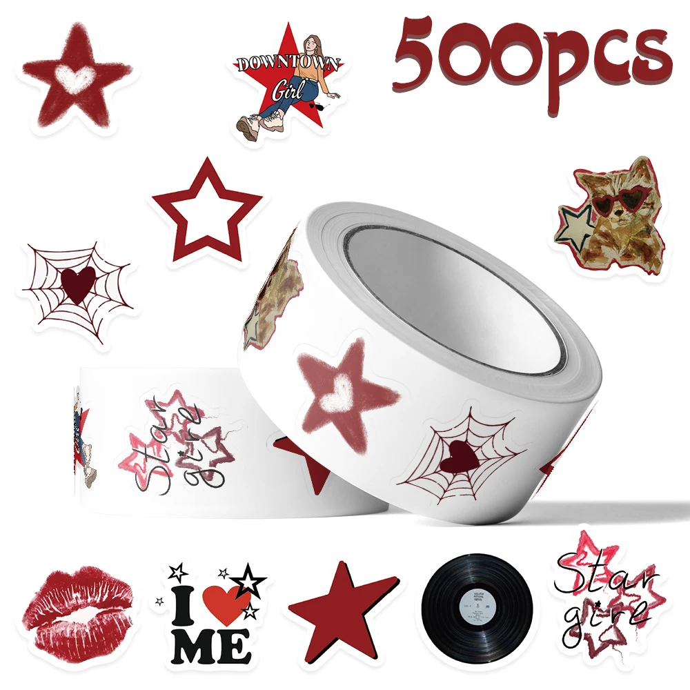 500pcs/roll Cool Downtown Y2K Girls Stickers Aesthetic Motorcycle Phone Car Skateboard Laptop Waterproof Sticker Decal Kids Toy
