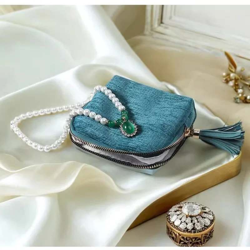 حقيبة مجوهرات شرابة رائعة حقيبة تخزين محمولة قلادة حقيبة تخزين سوار حلقة حقيبة التخزين