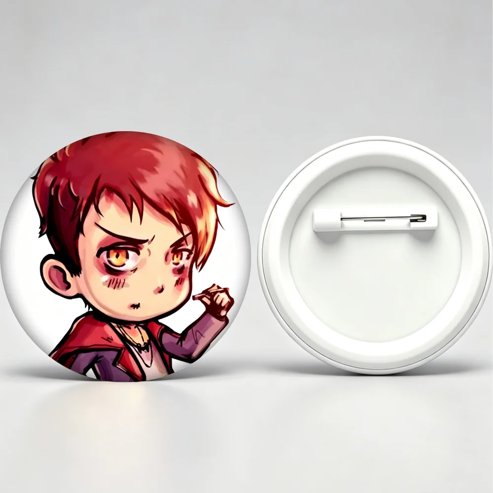 Handmade Creative Brooch Pin 58mm Tinplate Badge, Cartoon Red Hair Chibi Boy Lapel Pin, Clothing Gift Accessory