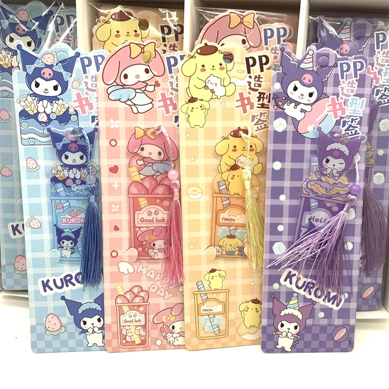 4 Stuks Sanrio Bladwijzers Voor Boeken Kuromi Kwastje Melodie Cinnamoroll Cartoon Schattige Kinderen Meisjes Basisschool Benodigdheden Cadeau