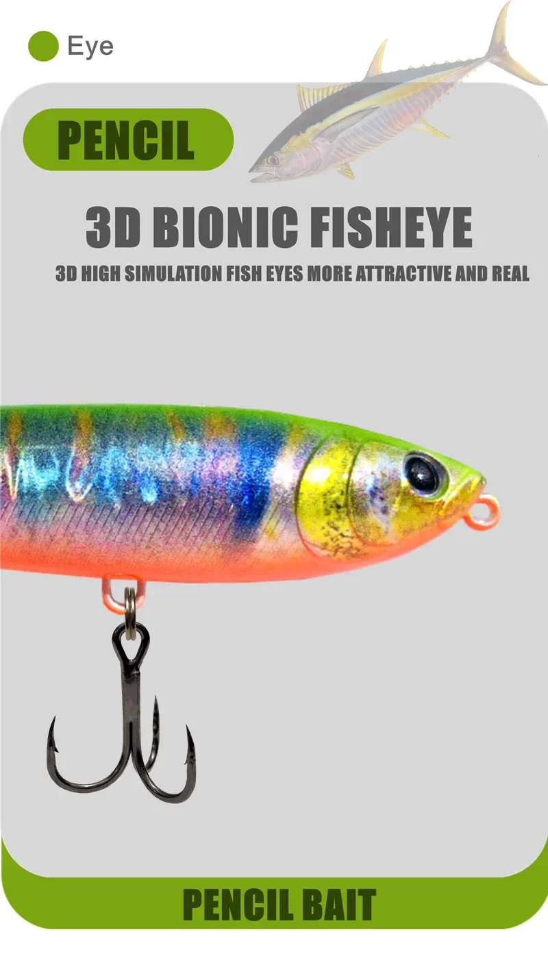 GREENSPIDE Propeller Bleistift Topwater Angeln Köder 95mm 12,5g Bass Fishing Tackle Angeln Zubehör Salzwasser Lockt Fisch Köder – Detail 6