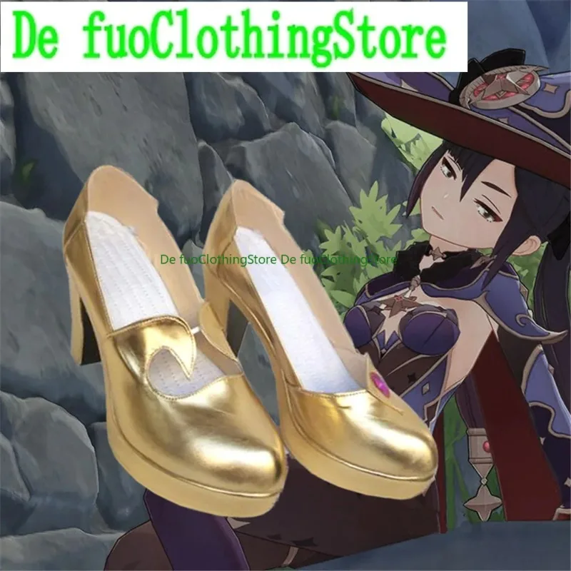 Defuo Genshin Impact Mona Laarzen Cosplay Schoenen Spel Anime Spel Rollenspel Halloween Party Props Schoenen Laarzen