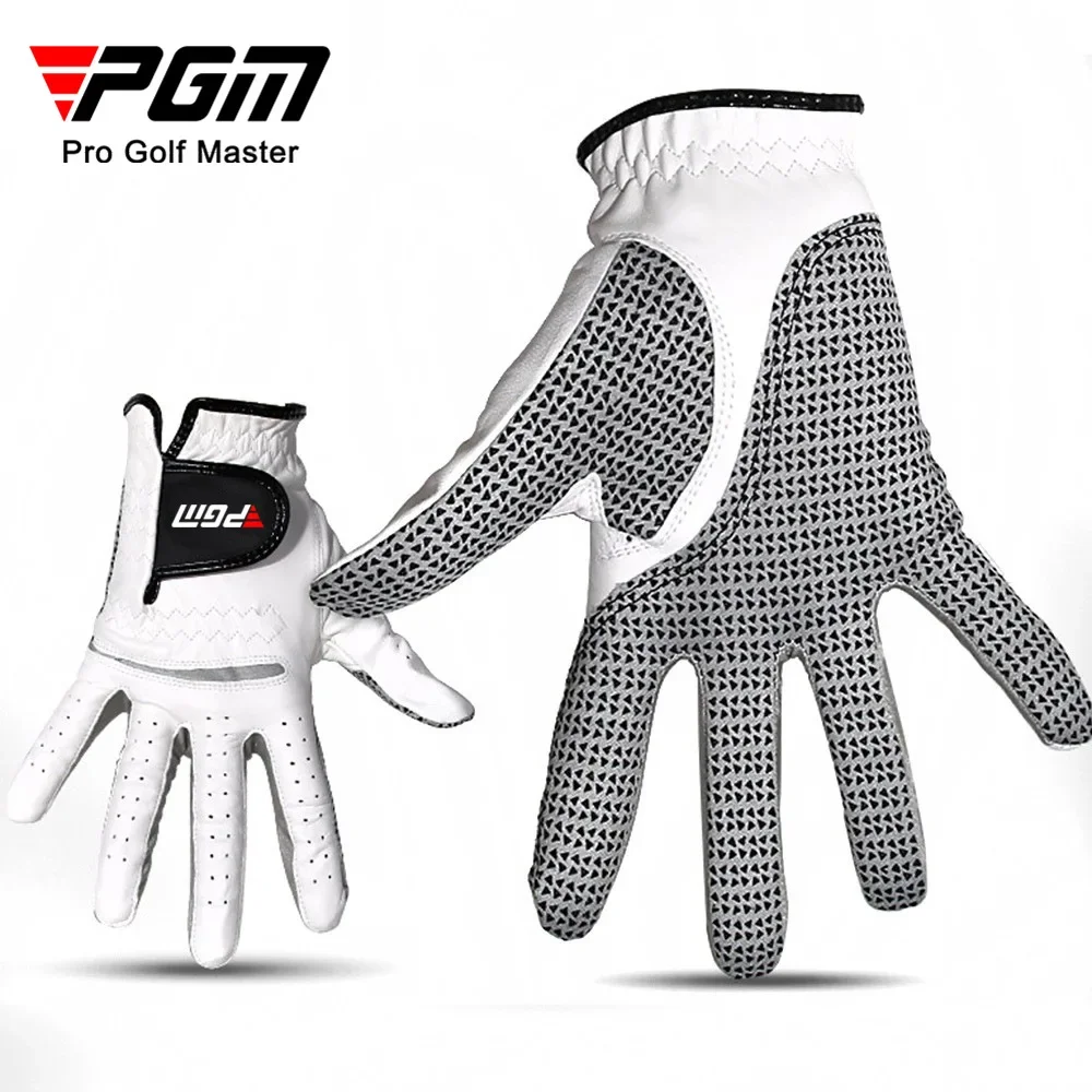 PGM Authentic Men's Golf Gloves Breathable Leather Sheepskin Left Right Hand Anti-skid Beginner Practice Golf Accessories ST001