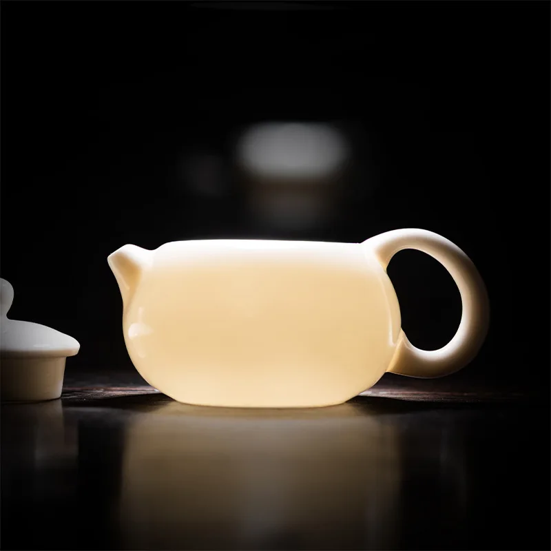 

Suet Jade Xishi Teapot, Exquisite Ceramic Teapot with Smooth Texture, Classic Shape for Chinese Kung Fu Tea Brewing