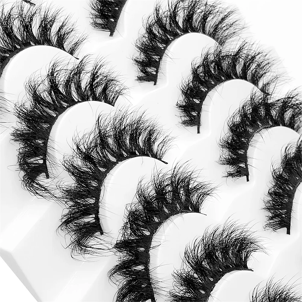 7 Pairs 20mm False Eyelashes, Natural Fluffy Lashes, Volume Dramatic Handmade Soft Faux Mink Eyelashes Extension,Use for wedding