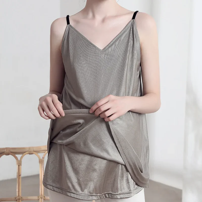 100% Silver Fiber Conductive Slip Dress EMF/EMI/RF Blocking Faraday Fabric Anti-radiation Stretchy Maternity Clothes