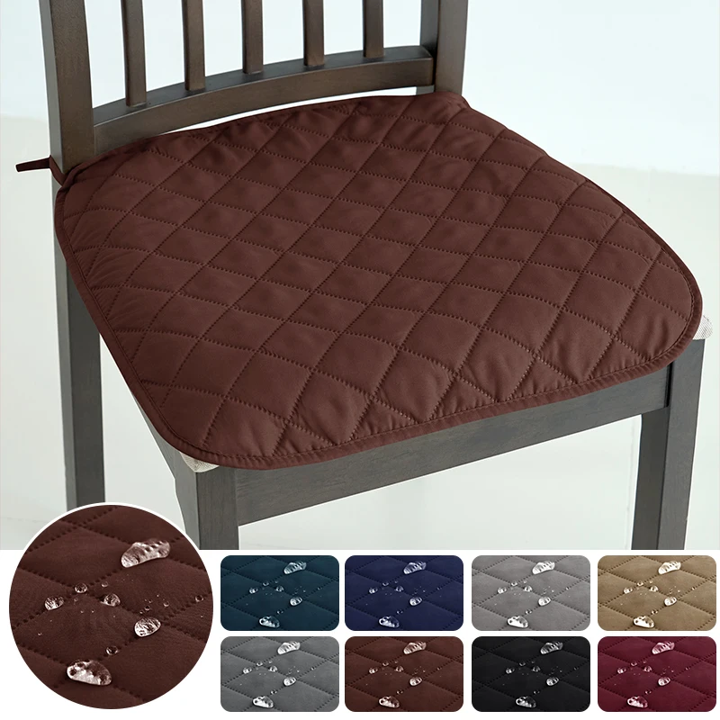 Funda acolchada impermeable para cojín de asiento de silla, fundas antideslizantes para sillas de comedor, taburete de oficina de Color sólido, almohadillas para asiento para el hogar y el Hotel