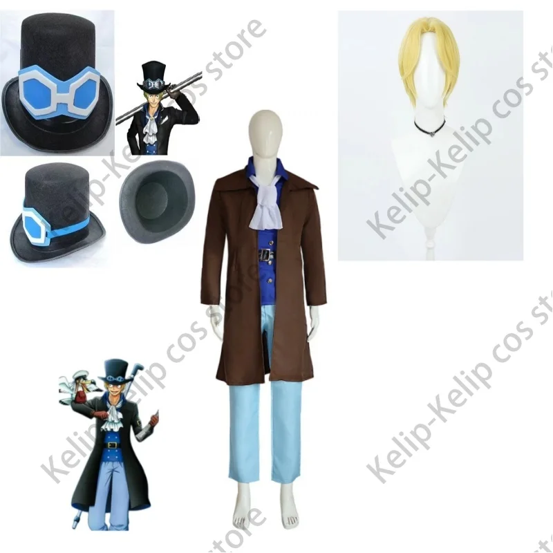 Anime East Blue Sabo Cosplay Costume Halloween Black Trench Shirt Pants for Adult Man Woman Carnival Party Outfit Suit