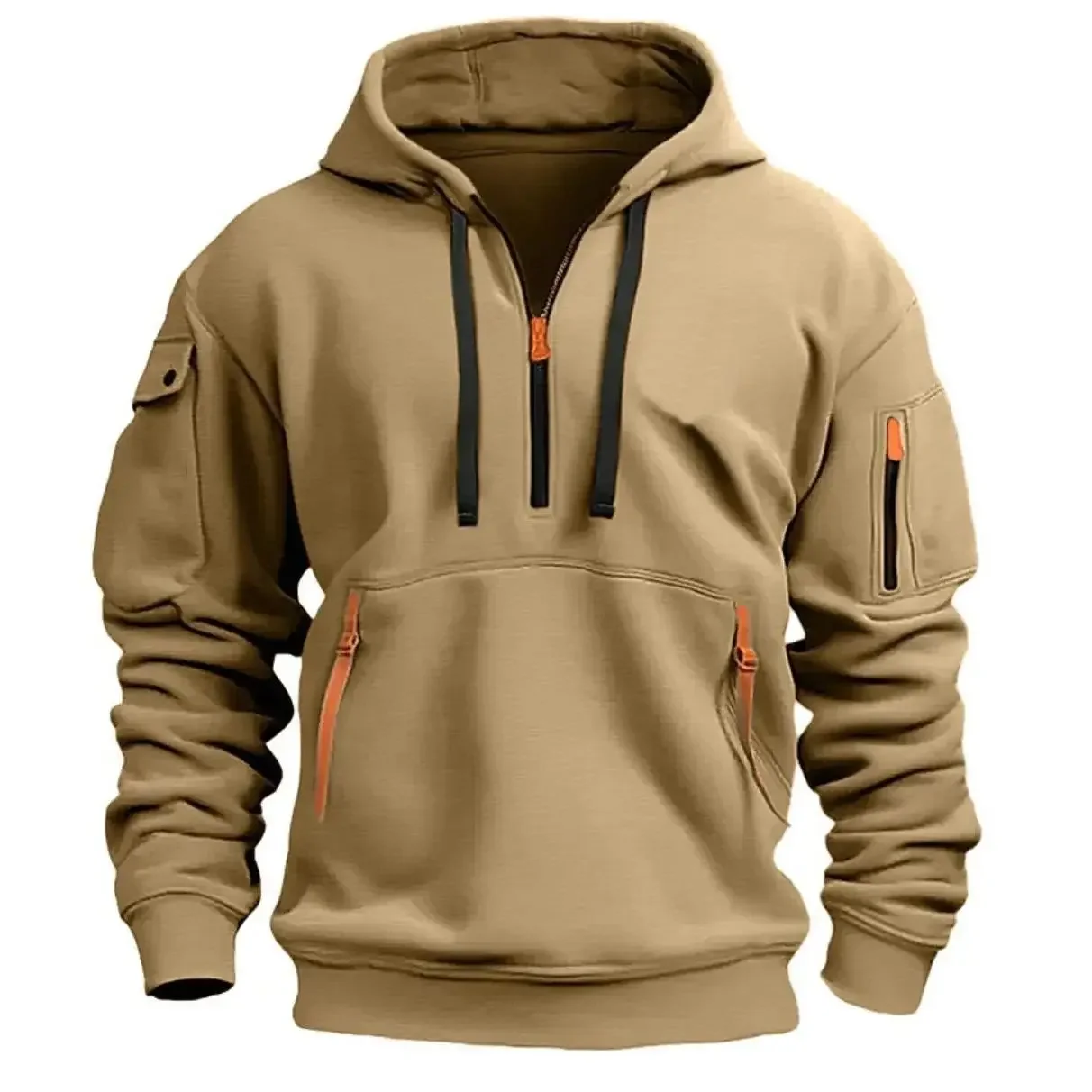 2025 Autumn winter men's leisure sports multi-zip arm pocket hoodie jumper hoodie