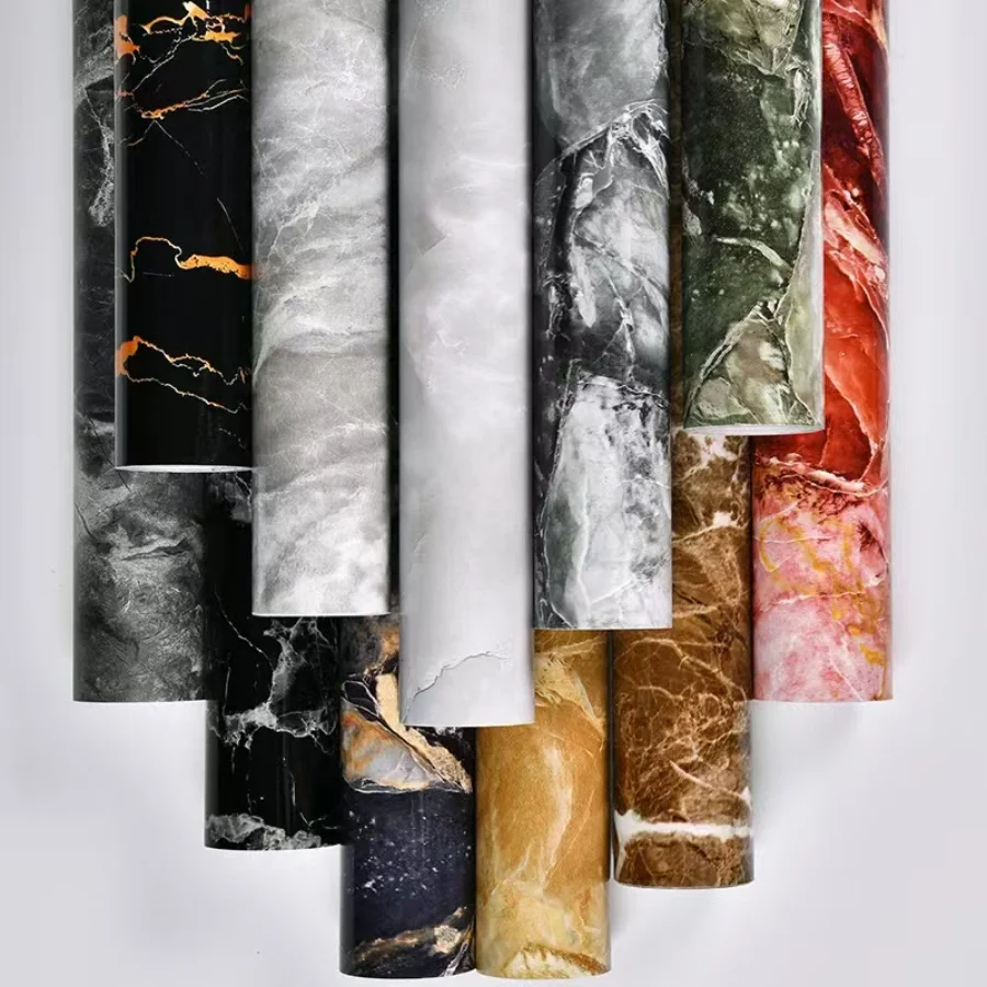 

Kitchen Decoraction Thick PVC Glossy Marble Waterproof Self Adhesive Wallpaper Home Decor Furniture Oil Proof Bedroom Stickers