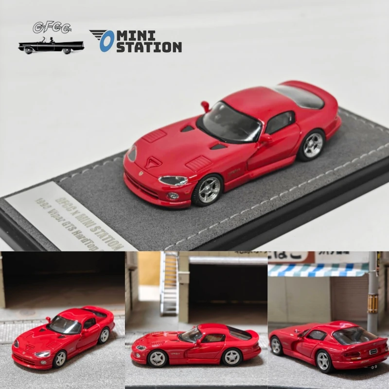 GFCC x Mini Station 1:64 1996 Viper GTS HartTop Vermelho Carro Modelo Diecast