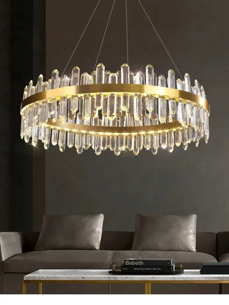 Modern Smoke Grey Crystal Chandelier, Lâmpada suspensa LED, Iluminação para mesa de jantar, Sala de estar, Quarto, Decoração de casa