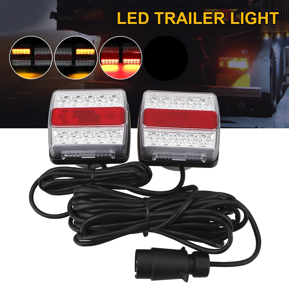 12V Combination Towing Taillight 16 LEDs Trailer Tail Light with Magnet Car Truck Tail Light 2 Piece/Set