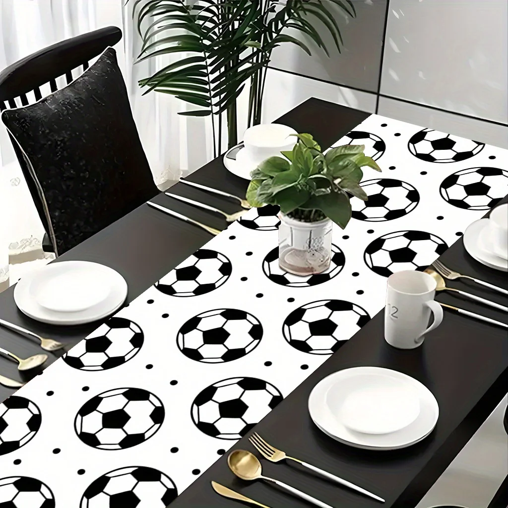 Football Pattern Table Runner, Durable Table Runner, Easy To Clean, for Festive Party, Holiday Dining, Anniversary, Wedding, Hom