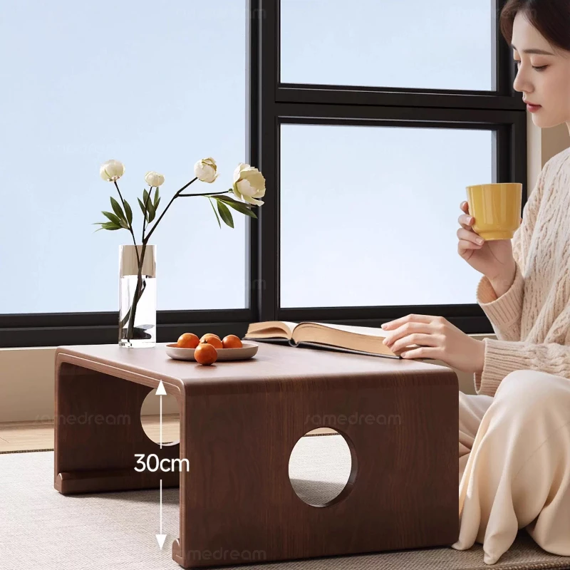 طاولة شاي تاتامي قابلة للطي على الطراز الياباني | عتبة النافذة الخشبية الصلبة طاولة منخفضة | طاولة القهوة للجلوس على الأرض | استخدام المنزل مكتب التأمل زن