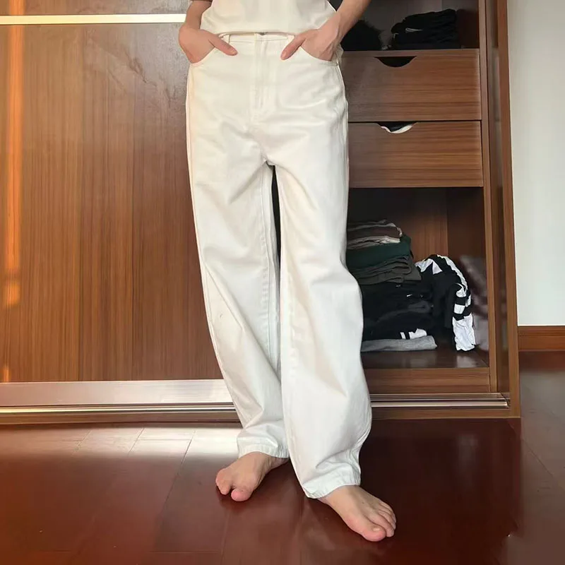 

Women's jeans New high waisted slim fit straight leg pants for the summer of 2026 100% pure cotton women's pants y2k Denim pants