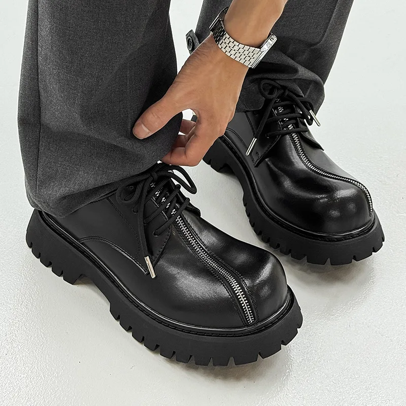 

Men's Business Shoes Autumn Lace-up Men Shiny Wide Foot Business Shoe British Chunky Male Derby Shoes Luxury Men's Dress Shoes