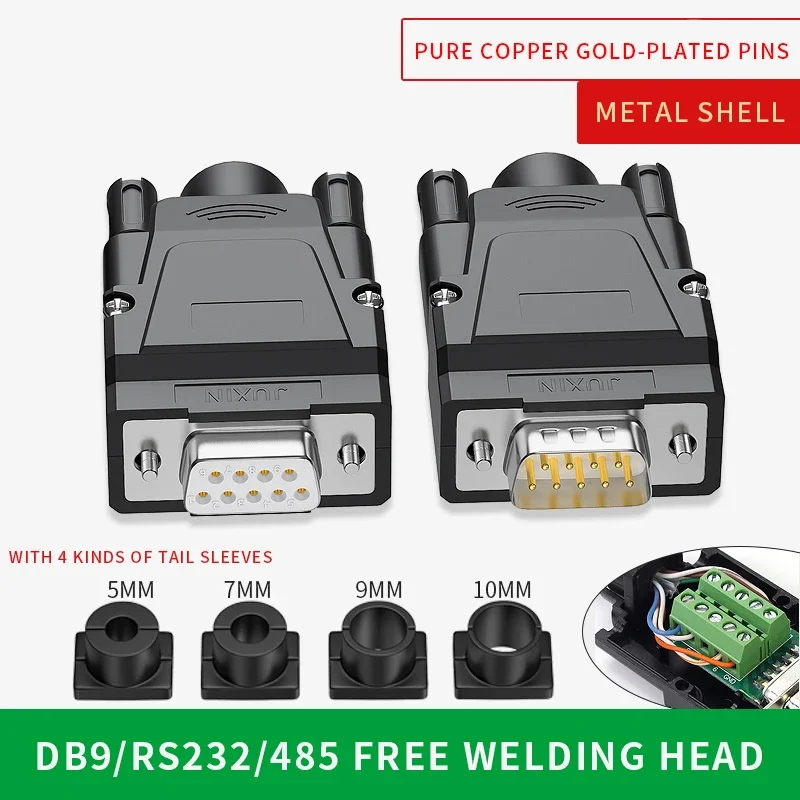 Metal DB9 Breakout Connector Solder-free RS232 Serial Port 485 232 Computer 9-pin Interface Terminal Female Metal Adapter