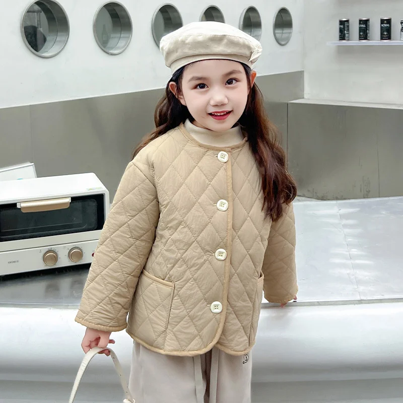 Girls Warm Jackets Teen Plus Velvet Coats Children\'s Winter Cotton Cardigan Blouse Kids Autumn Padded Casual Outerwear 3-10Y