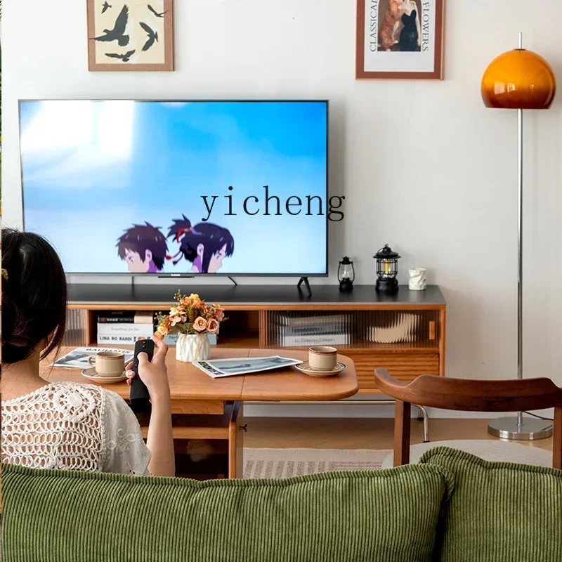 خزانة تلفزيون من الخشب الصلب بالكامل AA، شقة منزلية صغيرة، غرفة معيشة، خزانة تلفزيون معلقة جديدة وبسيطة