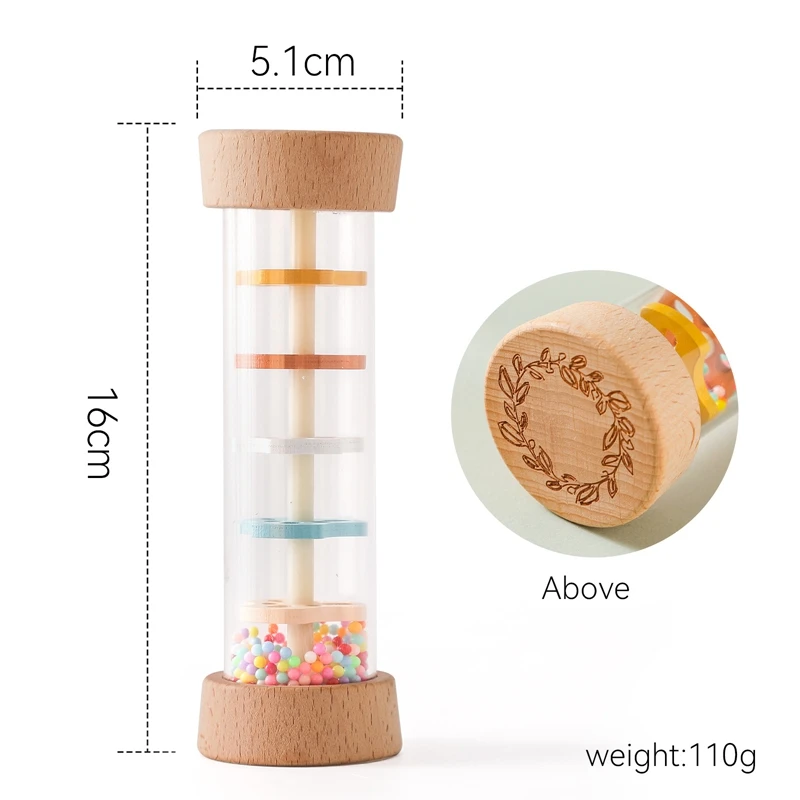 Montessori Toy Baby Rain Stick Rainbow Hourglass Rain Music Rattle Toy Kids Simulation Rain Sounder Sensory Educational Toy Gift