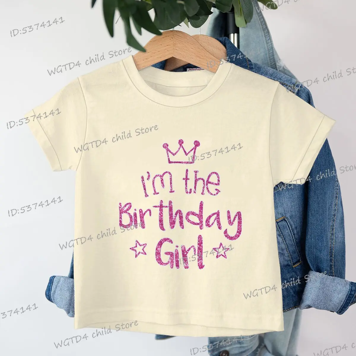 تي شيرت مطبوع عليه حروف I'm The Birthday Girl تي شيرت مطبوع عليه حروف سباركلي للفتيات هدية عيد ميلاد مضحكة من القطن ملابس للفتيات الصغيرات