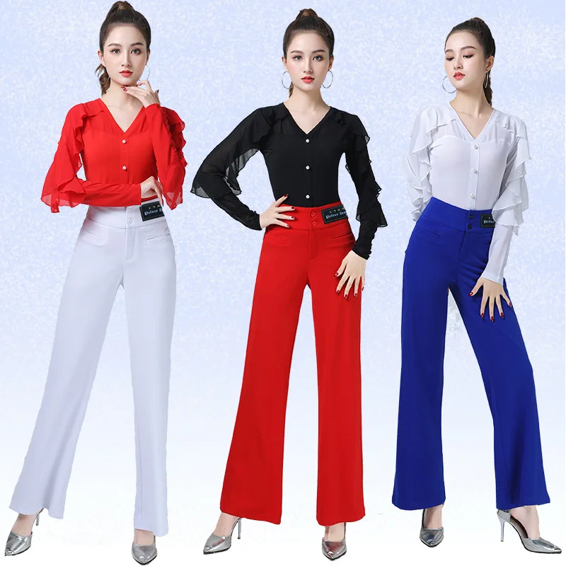 Women Pants Latin Dance Top Long/Short sleeved Balloom Modern Dancewear Top for Stage Performance Outfit Matching Customized