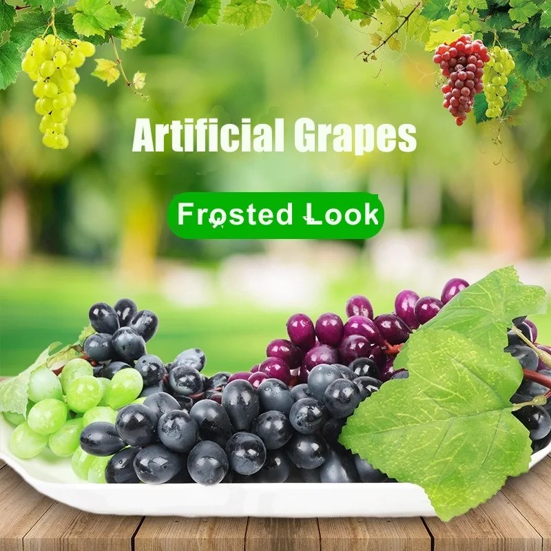 10PCS Artificial Grape Bunch Plastic Fake Fruit Vine Green Plant for Hanging Ornament and Home Wedding Party Decor