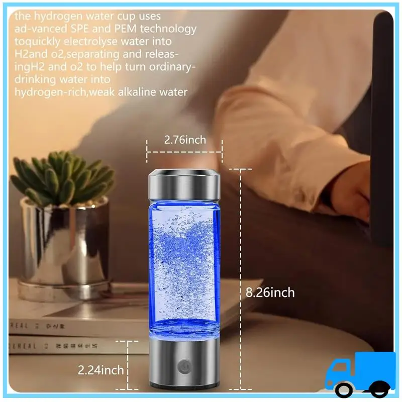 

Latest Hydrogen Water Bottle Portable Hydrogen Water Ionizer Machine USB Rechargeable Hydrogen Water Generator 420Ml 2PCS