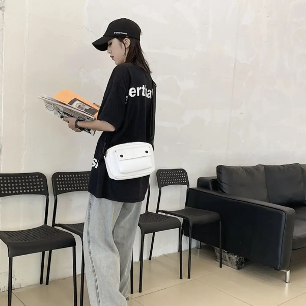 

Модная корейская квадратная сумка-мессенджер, большая вместительная однотонная сумка через плечо из ПУ, повседневная спортивная сумка для активного отдыха