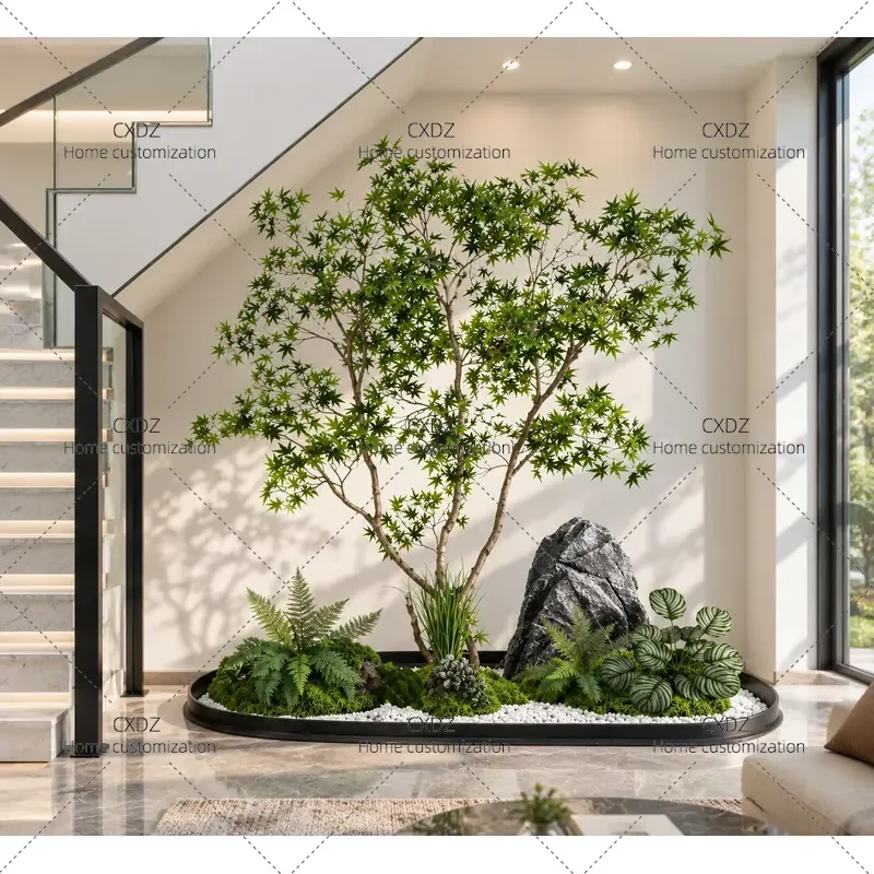 Artificial Maple Tree Fake Plant Indoor Decoration Bionic Greenery for Home Mall Stairs Landscape Simulation Foliage Decor