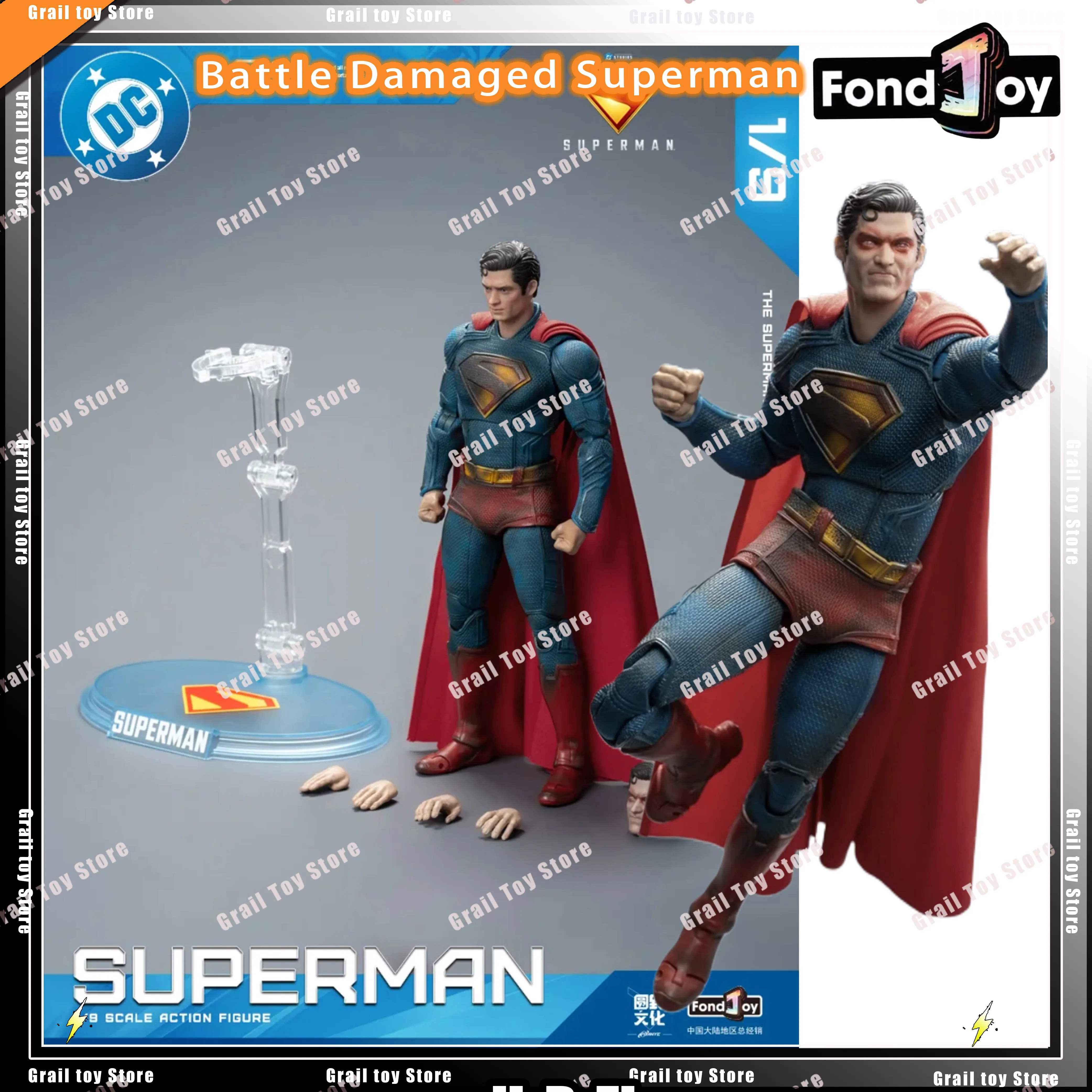 

Fondjoy Battle Damaged Superman Action Figure DC Justice League Figures Detective Comics Superman Model Movable Statue Toys