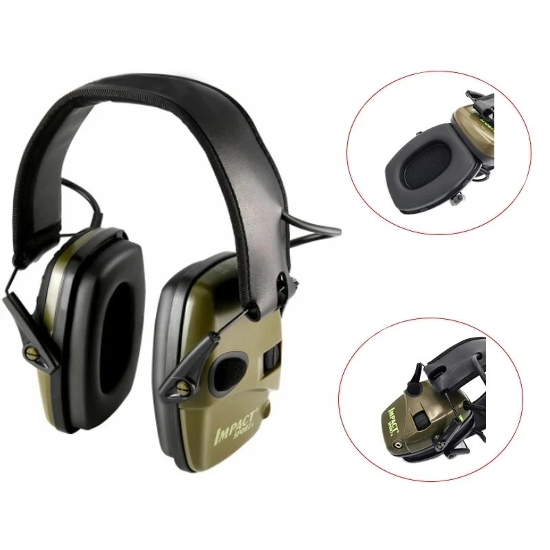 Tiro eletrônico tático para o ouvido, auriculares anti-ruído, amplificação sonora de impacto, auriculares protetores, esportes ao ar livre, parte superior