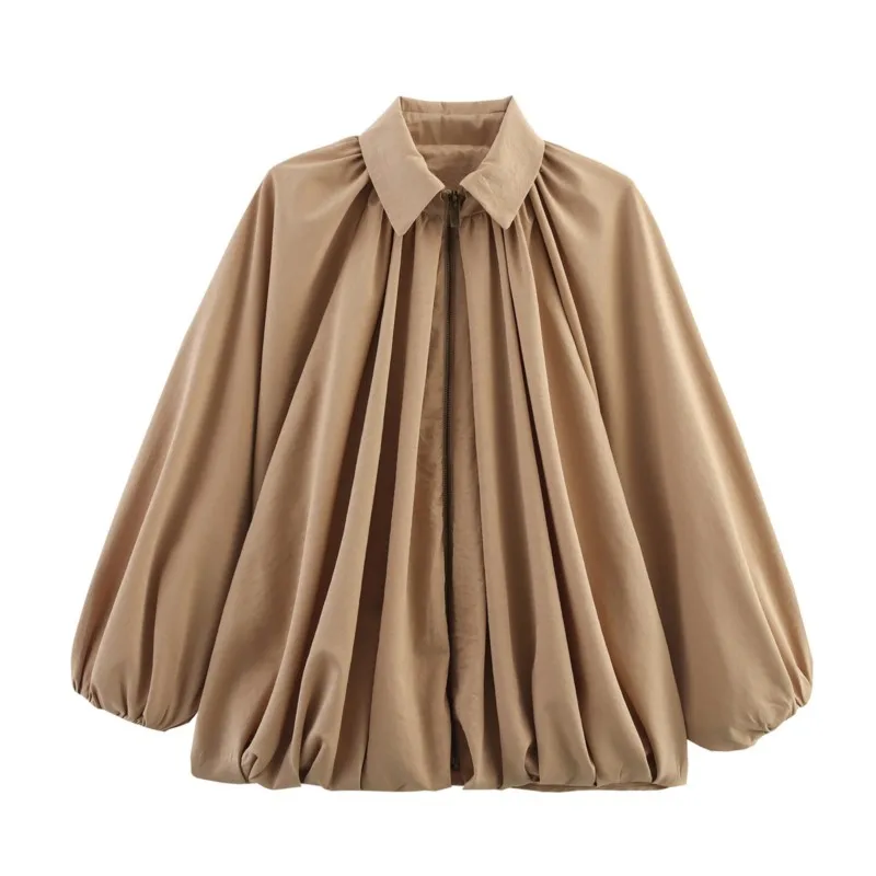 Ruched Bomber Jackets for Women Puffy Oversized Jacket Woman Summer Coats Demi-season Jacket for Women New in Outerwears - view 4