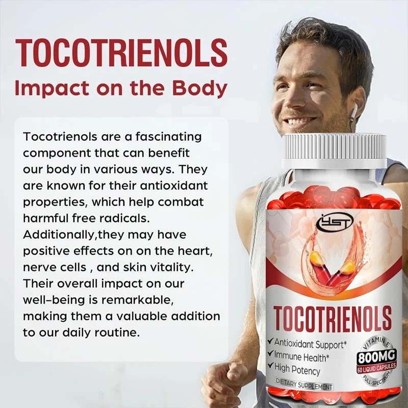 Full Spectrum Tocotrienol Complex Supplement 800mg Vitamin E Antioxidant High Absorption Rate - 60 Capsules for Health Support