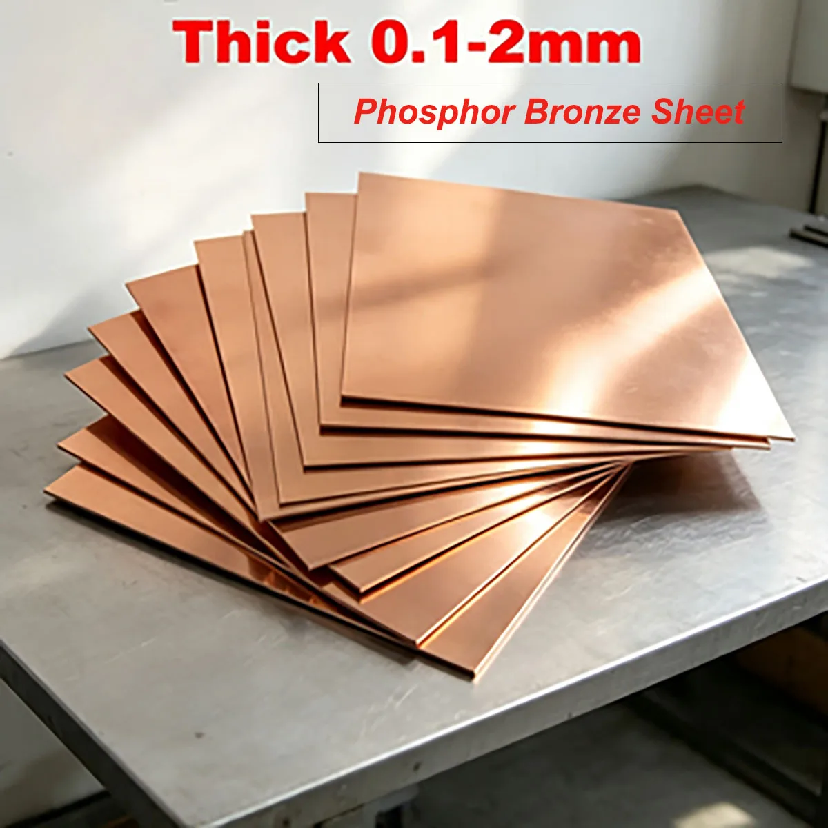 1Pcs Phosphor Bronze Sheet Thick 0.1-2mm Phosphor Bronze Shim Plate Board 100x200mm 100x300mm 200x300mm