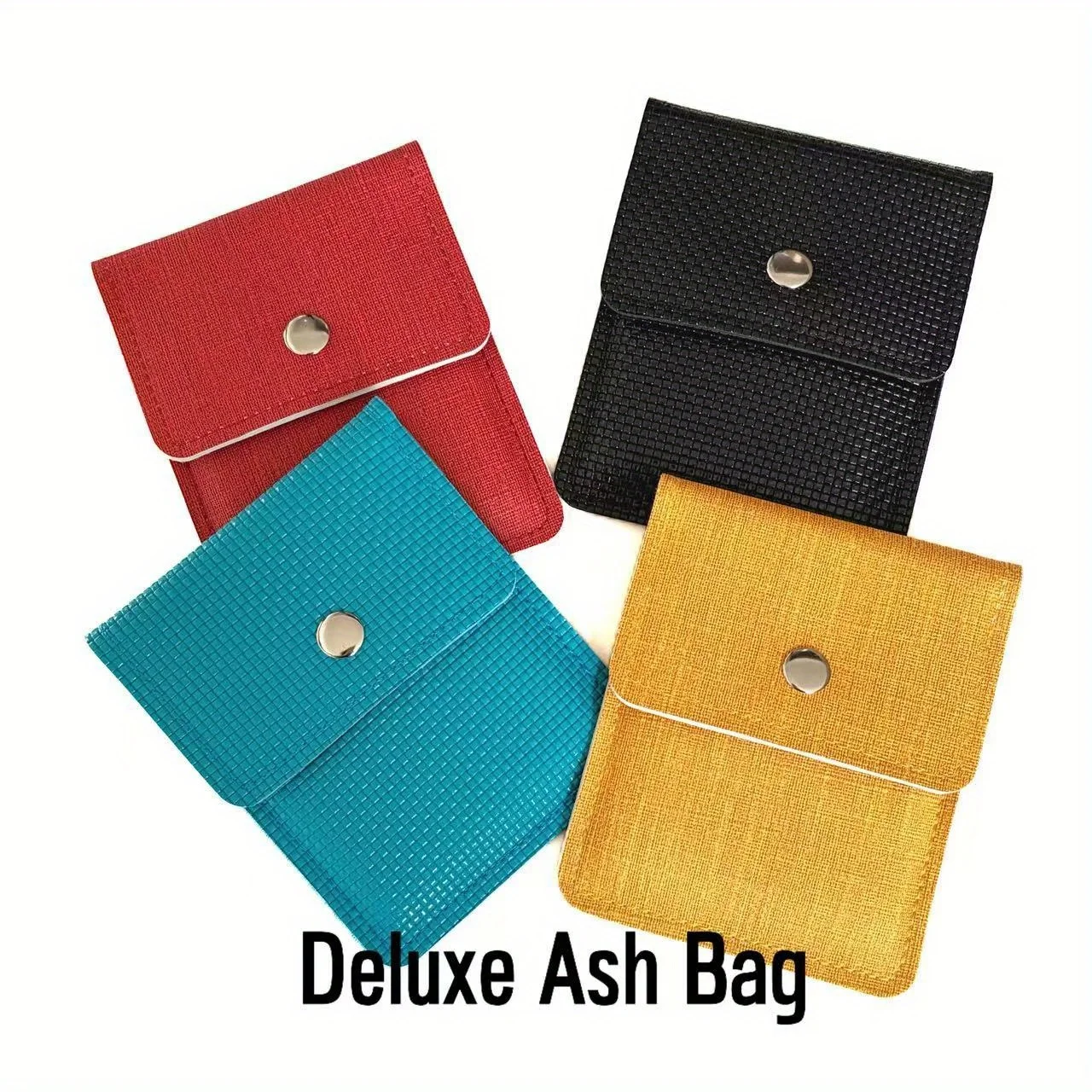Large PU Leather Ashtray Pouch – Airtight Fire-Resistant Cigarette Disposal with Metal Snap, Reusable Travel & Home Accessory